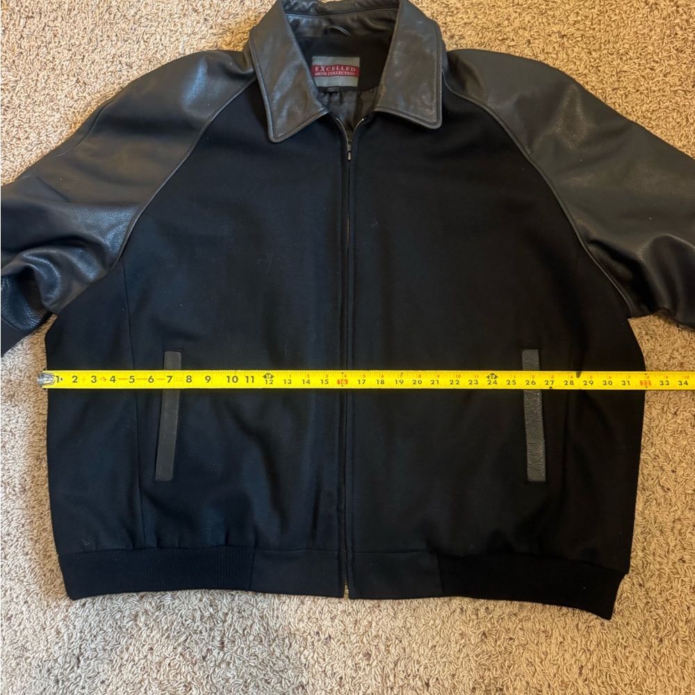 Excelled Men’s Collection Black Bomber Jacket with Leather Sleeves XXXXL - Picture 8 of 16